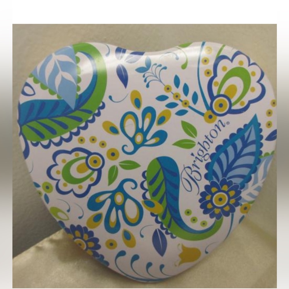 Brighton Blue and Green Floral Heart Tin